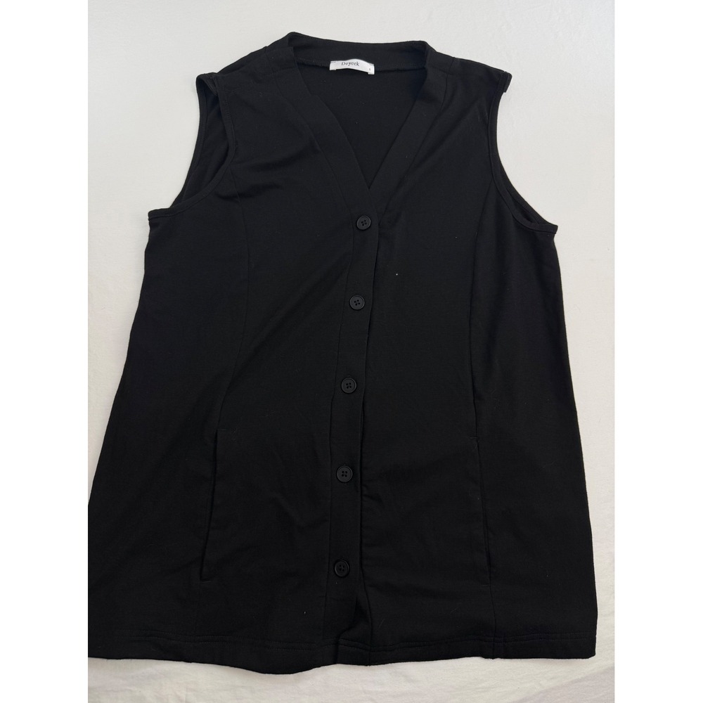 (2) Deyeek Women Post Surgical Recovery Top Black Drain Pockets Small Sleeveless - Picture 10 of 10
